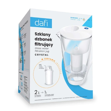 Dafi Crystal Led, стеклянный кувшин с фильтром, белый, 2 л + классический фильтр, 1 шт.: цены и характеристики