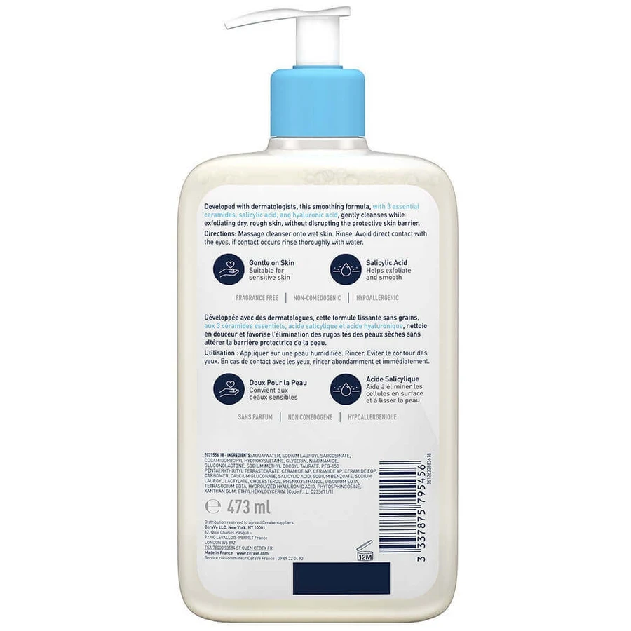 Cerave Body SA Smoothing Cleansing Gel Сухая, огрубевшая и потрескавшаяся кожа 473 мл: цены и характеристики