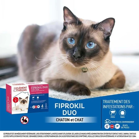 Clement-Thekan Fiprokil Duo средство от блох и клещей для кошек 1-6 кг 0,5 мл х 4 пипетки: цены и характеристики