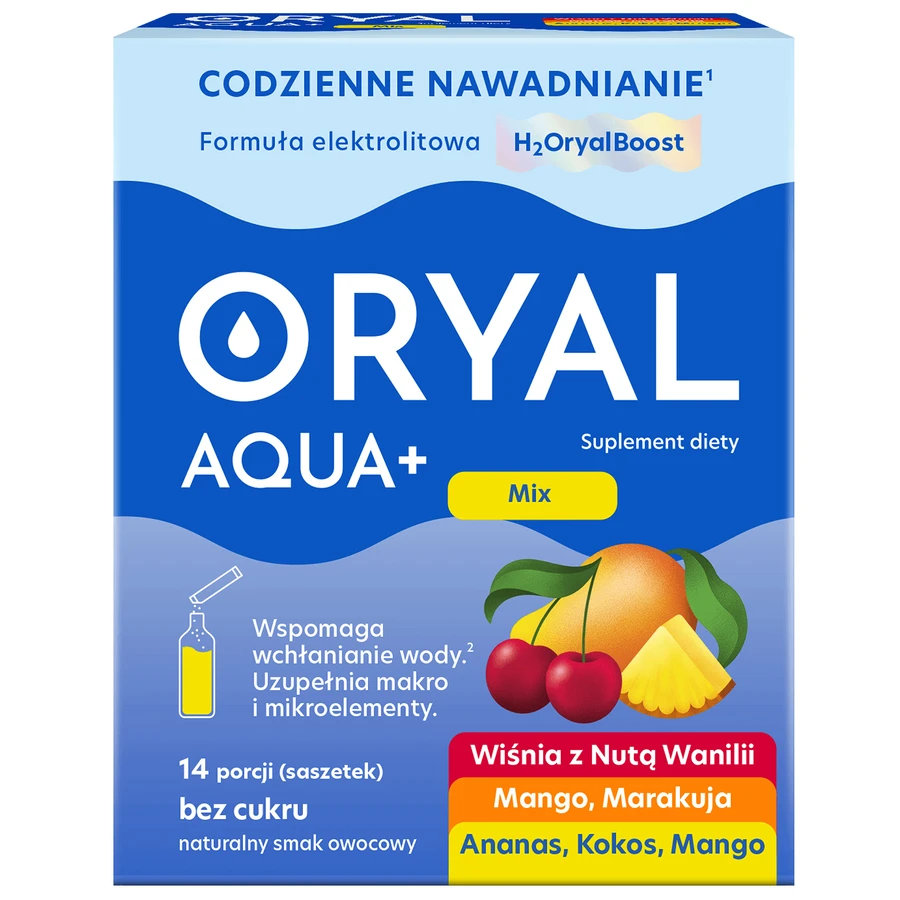 Oryal Aqua+ Смешанные вкусы, без сахара, 14 пакетиков: цены и характеристики