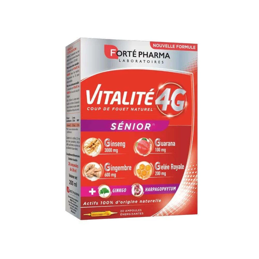 Forté Pharma Vitalité 4G Натуральний енергетик для людей похилого віку з женьшенем та гінкго 20 ампул: ціни та характеристики