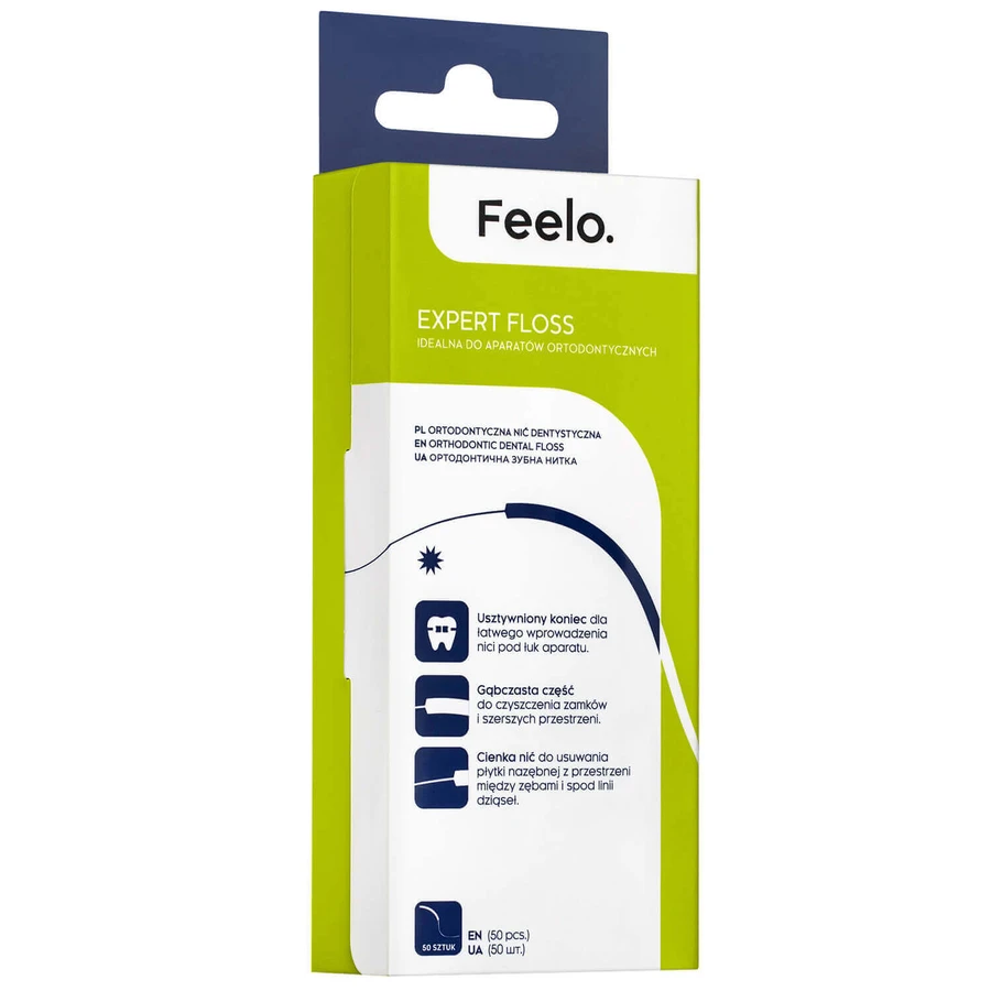 Зубна нитка Feelo Expert Floss, ортодонтична нитка, 50 секцій: ціни та характеристики