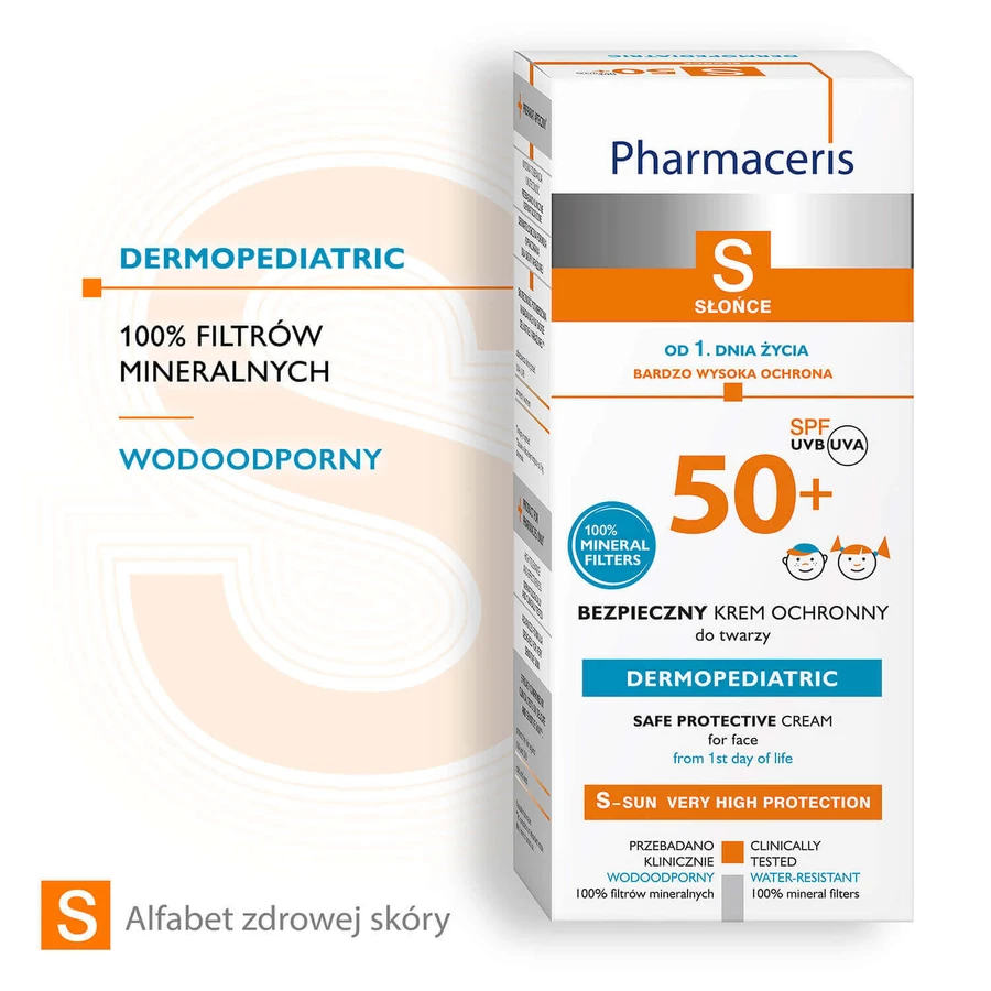 Pharmaceris S, безпечний крем для обличчя для дітей від народження, SPF 50+, 50 мл + сімейна гра Доббл безкоштовно: ціни та характеристики
