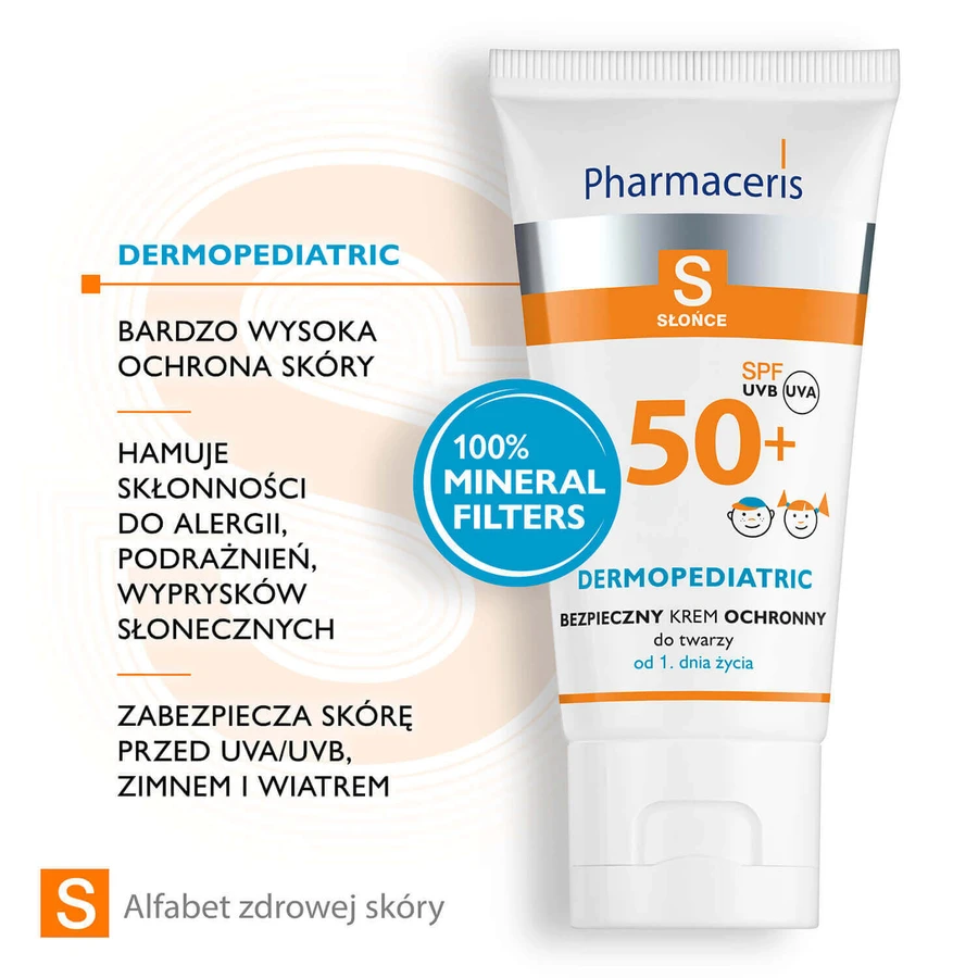 Pharmaceris S, безпечний крем для обличчя для дітей від народження, SPF 50+, 50 мл + сімейна гра Доббл безкоштовно: ціни та характеристики