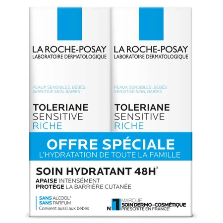 La Roche-Posay Toleriane Sensitive Rich Заспокійливий зволожуючий крем для обличчя 2х40мл: ціни та характеристики