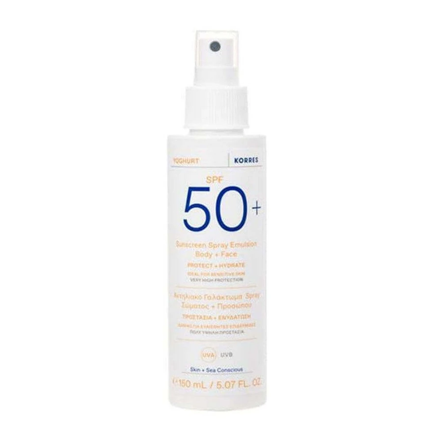 Korres Йогурт SPF50+ Спрей-эмульсия от солнца для лица и тела 150 мл: цены и характеристики