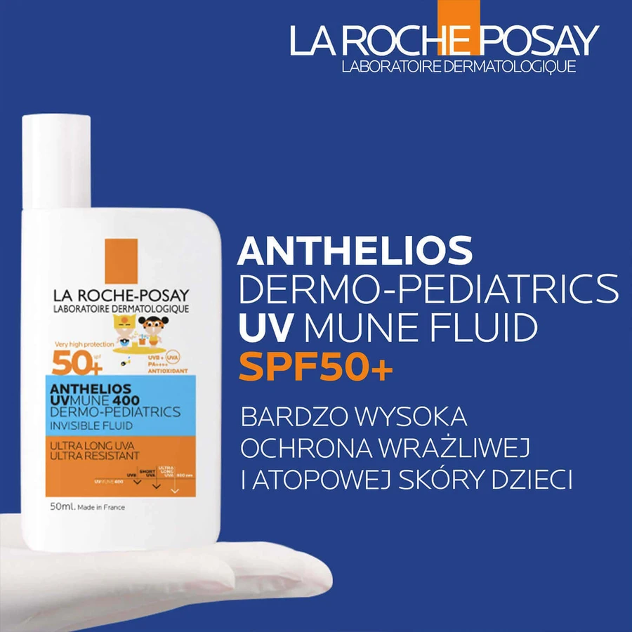 La Roche-Posay Anthelios UVMune 400 Dermo-Pediatrics, флюид для защиты кожи лица, SPF 50+, 50 мл + prosop de plajă gratuit: цены и характеристики