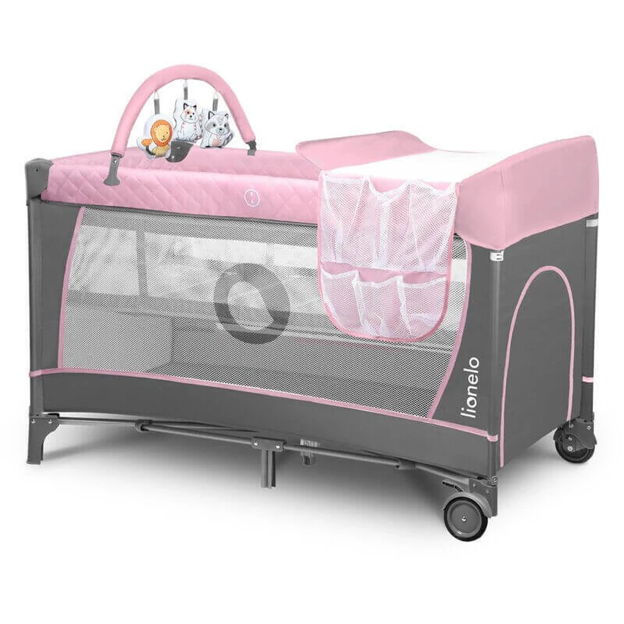 Дворівневе розкладне ліжечко з квітами, 120 x 60 см, Flamingo, Lionelo: ціни та характеристики