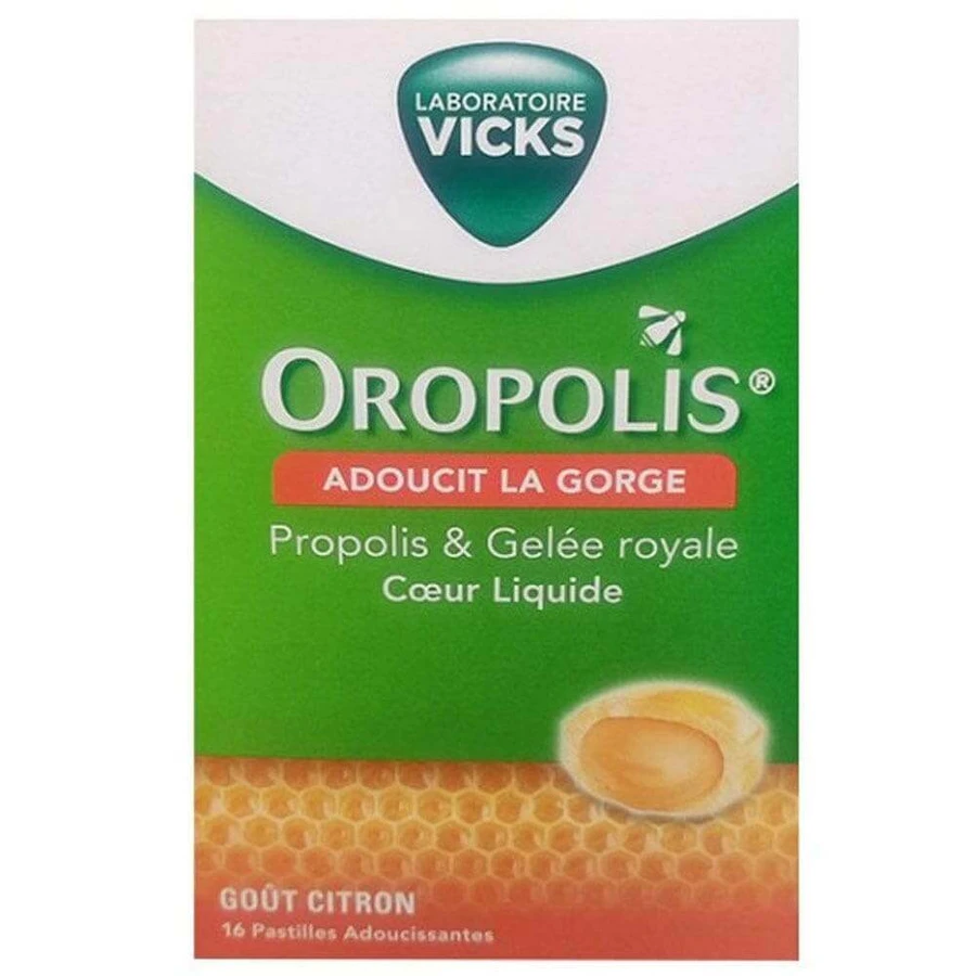Vicks Oropolis Coeur Liquide Gelee Royale зі смаком лимона 16 пастилок: ціни та характеристики