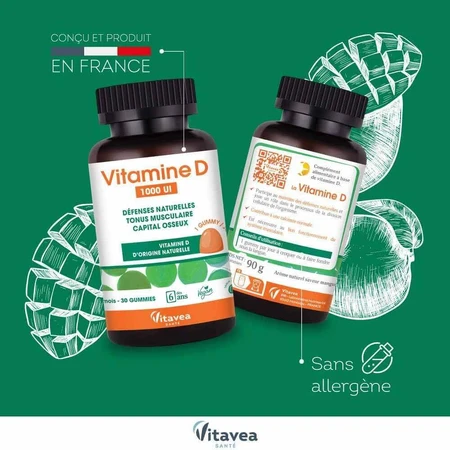 Vitavea Santé Vitamine D 1000 IU Défenses naturelles et capital osseux 30 gommine: цены и характеристики