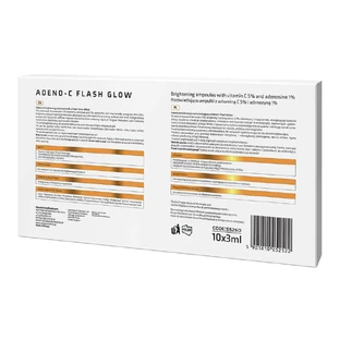 Apis Adeno-C Flash Glow, осветляющие ампулы для лица с витамином С и аденозином, 10 x 3 мл