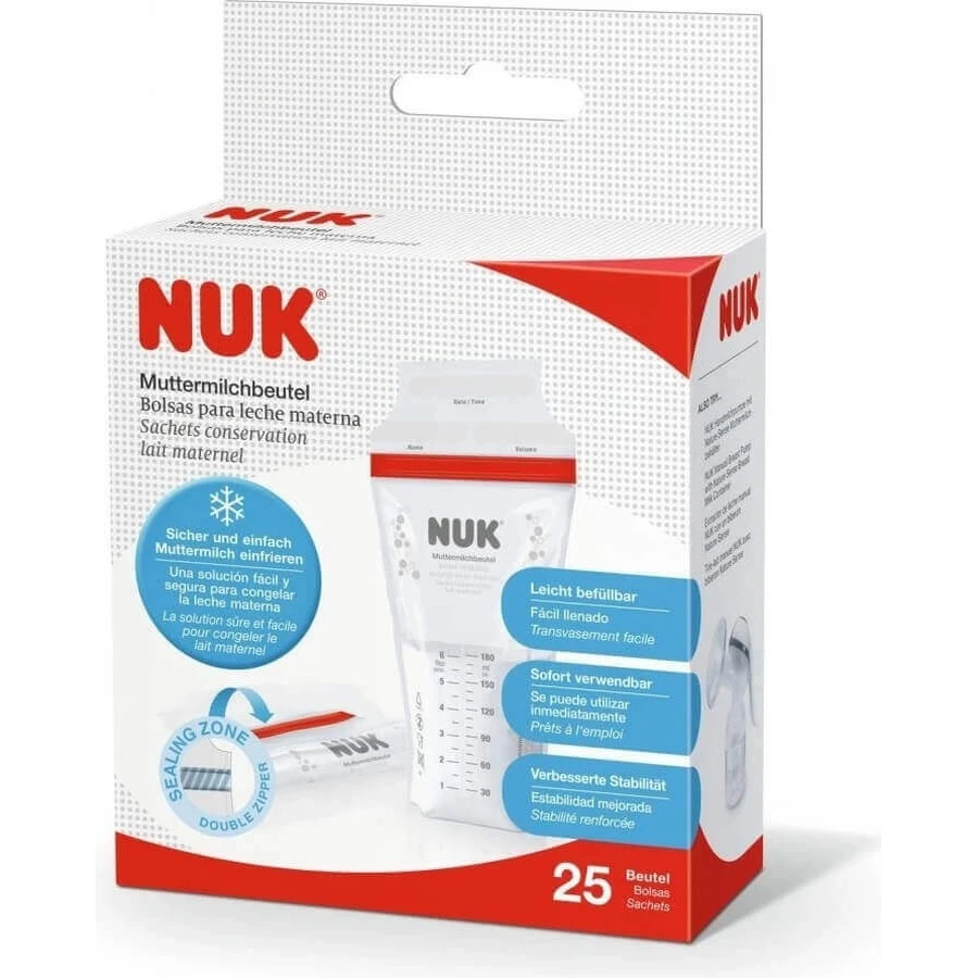 NUK Пакетики для грудного молока 1×25 шт, пакетики для молока: ціни та характеристики