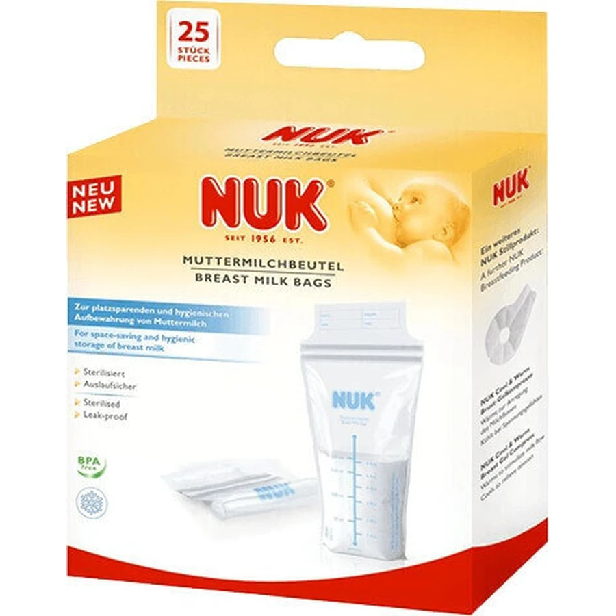 NUK Пакетики для грудного молока 1×25 шт, пакетики для молока: ціни та характеристики