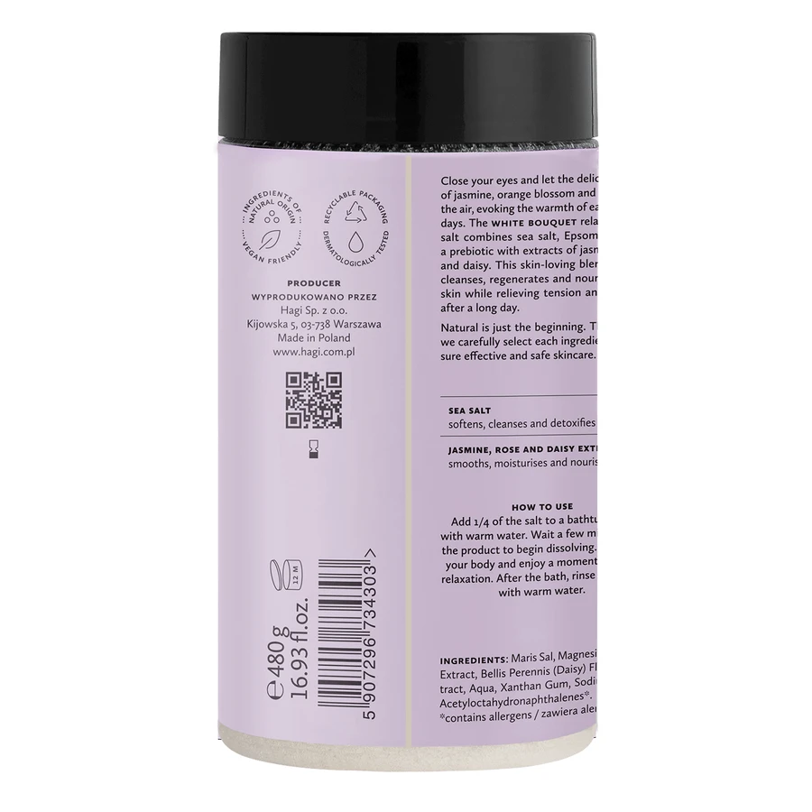 Hagi White Bouquet, натуральна сіль для ванн, 480 г: ціни та характеристики