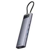 HUB 11in1 Baseus Metal Gleam Series USB-C to USB-C PD / 3x USB-A 3.0 / USB-A 2.0 / HDMI / VGA / AUX / RJ-45 / SD TF - серый