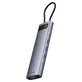 Хаб 11in1 Baseus Metal Gleam Series USB-C to USB-C PD / 3x USB-A 3.0 / USB-A 2.0 / HDMI / VGA / AUX / RJ-45 / SD TF - сірий