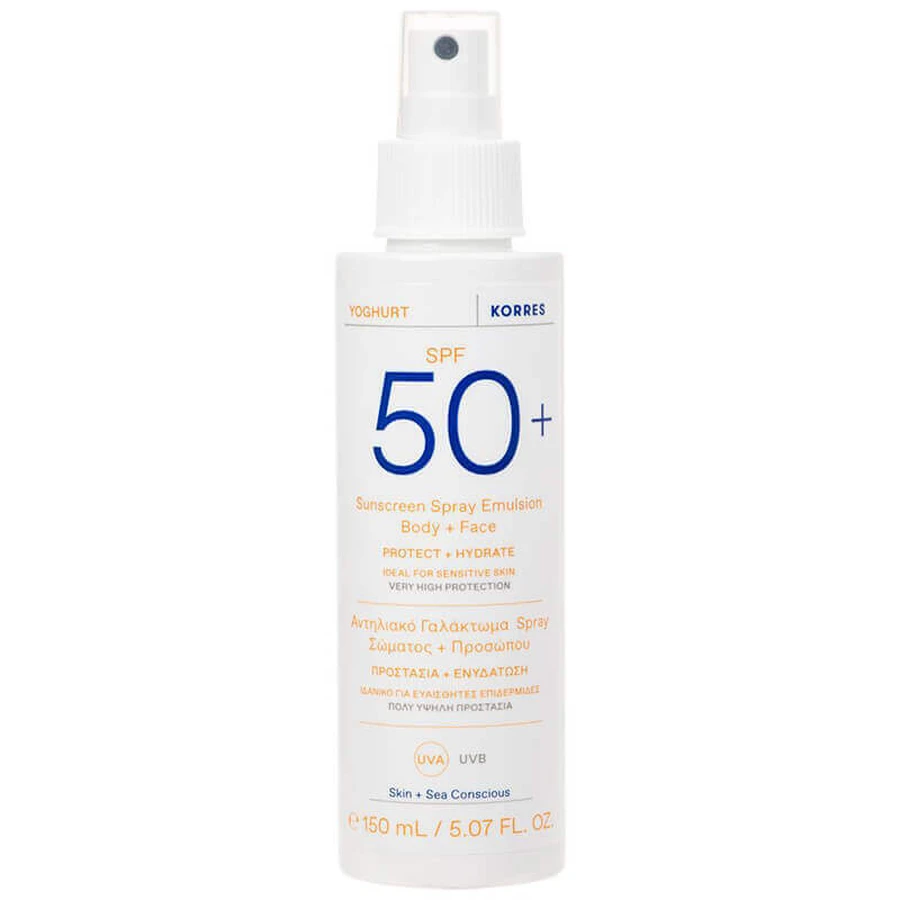 Korres Йогурт, захисний спрей для обличчя та тіла, SPF 50+, 150 мл: ціни та характеристики