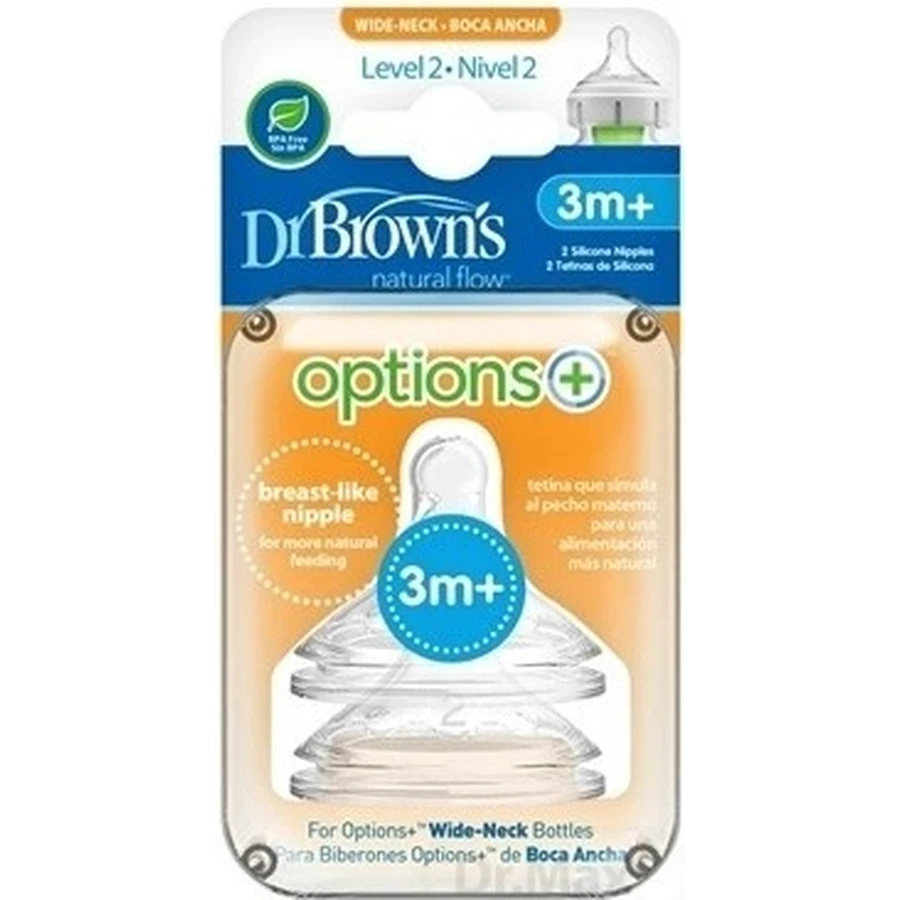 Dr.BROWN'S OPTIONS+ РІВЕНЬ 2 1×2, широка горловина, силікон, 3M+: ціни та характеристики