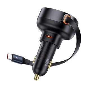 Автомобільний зарядний пристрій Baseus Enjoyment Pro USB-C (жіночий) / USB-C (чоловічий) 60 Вт - чорний