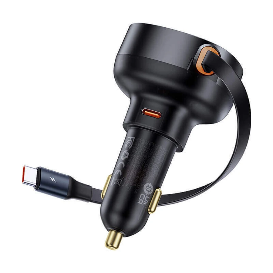 Автомобільний зарядний пристрій Baseus Enjoyment Pro USB-C (жіночий) / USB-C (чоловічий) 60 Вт - чорний: ціни та характеристики