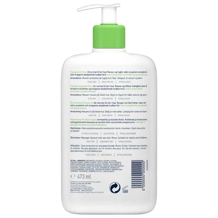 Cerave Body Cleanser Зволожуюче молочко для обличчя та тіла для нормальної та сухої шкіри 473 мл: ціни та характеристики