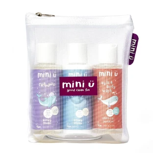 Mini U Travel Set, набір дитячої косметики для подорожей, з косметичкою, 3 x 100 мл