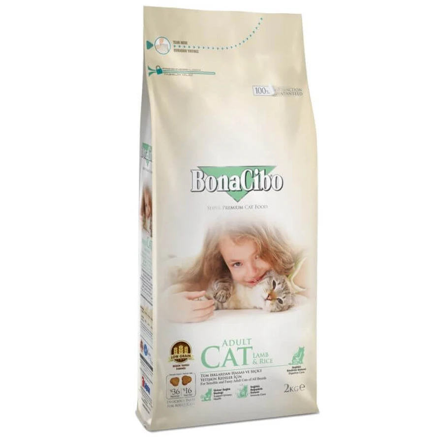 BonaCibo (БонаСібо) Adult Cat Lamb&Rice - Сухий корм з м'ясом ягняти та рисом для дорослих кішок всіх порід з чутливим травленням, 2 кг: ціни та характеристики