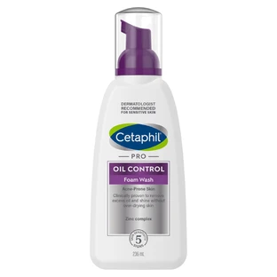 Cetaphil Pro Oil Control, spumă de curățare facială, piele predispusă la acne, 236 ml + cremă hidratantă facială cu acid hyaluronic, cremă de noapte, 48 ml gratuit