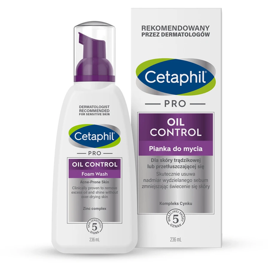 Cetaphil Pro Oil Control, spumă de curățare facială, piele predispusă la acnee, 236 ml + cremă hidratantă facială cu acid hyaluronic, cremă de noapte, 48 ml gratuit: цены и характеристики
