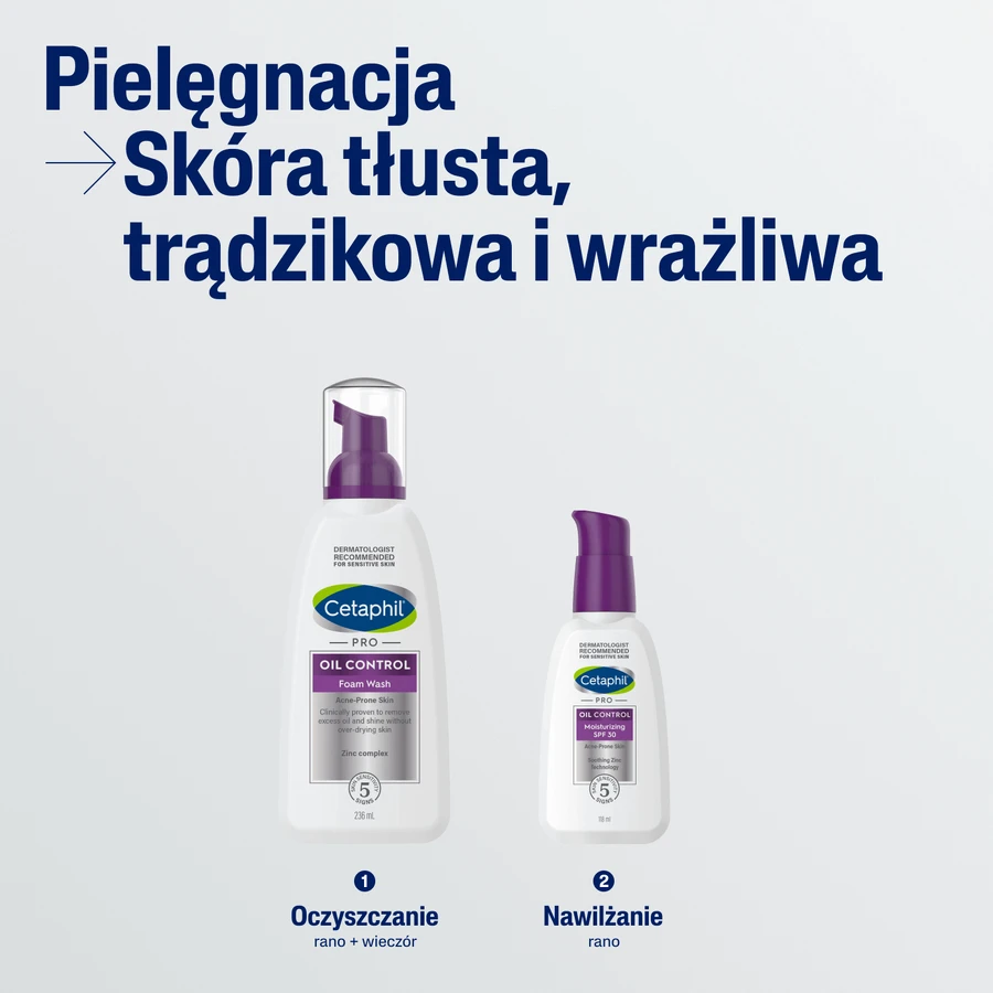 Cetaphil Pro Oil Control, spumă de curățare facială, piele predispusă la acnee, 236 ml + cremă hidratantă facială cu acid hyaluronic, cremă de noapte, 48 ml gratuit: цены и характеристики