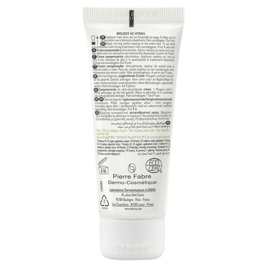 A-Derma Biology AC Компенсуючий зволожуючий крем Hydra 40мл: ціни та характеристики