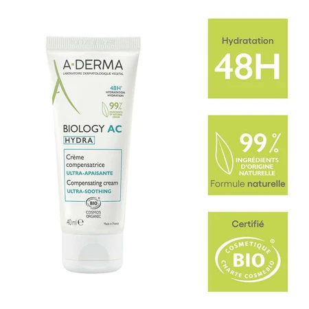 A-Derma Biology AC Компенсуючий зволожуючий крем Hydra 40мл: ціни та характеристики
