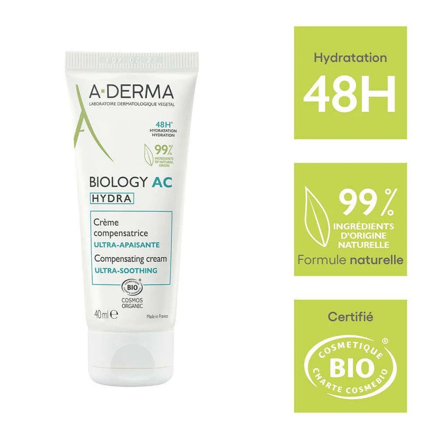 A-Derma Biology AC Компенсуючий зволожуючий крем Hydra 40мл: ціни та характеристики