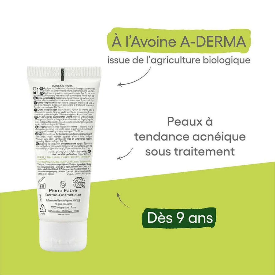 A-Derma Biology AC Компенсуючий зволожуючий крем Hydra 40мл: ціни та характеристики
