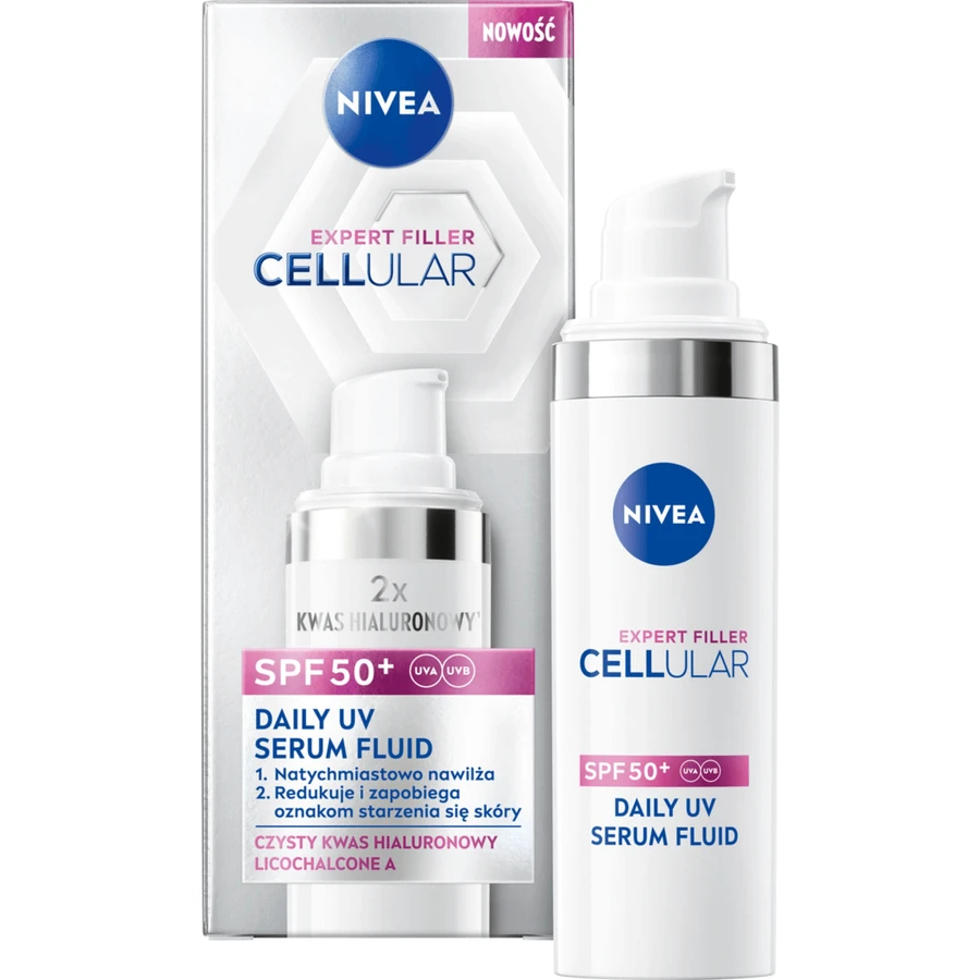 Nivea Cellular Expert Filler Daily UV Serum Fluid, сироватка для корекції ознак старіння шкіри, SPF 50+, 30 мл: ціни та характеристики