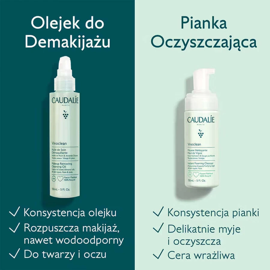 Caudalie Vinoclean Fleur de Vigne Duet, очищающая пенка для лица, 2 x 150 мл: цены и характеристики