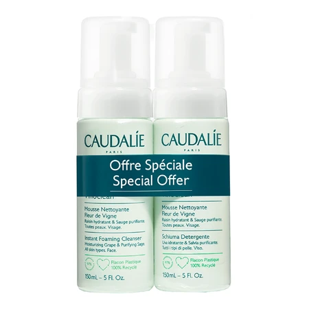 Caudalie Vinoclean Fleur de Vigne Duet, очищающая пенка для лица, 2 x 150 мл: цены и характеристики