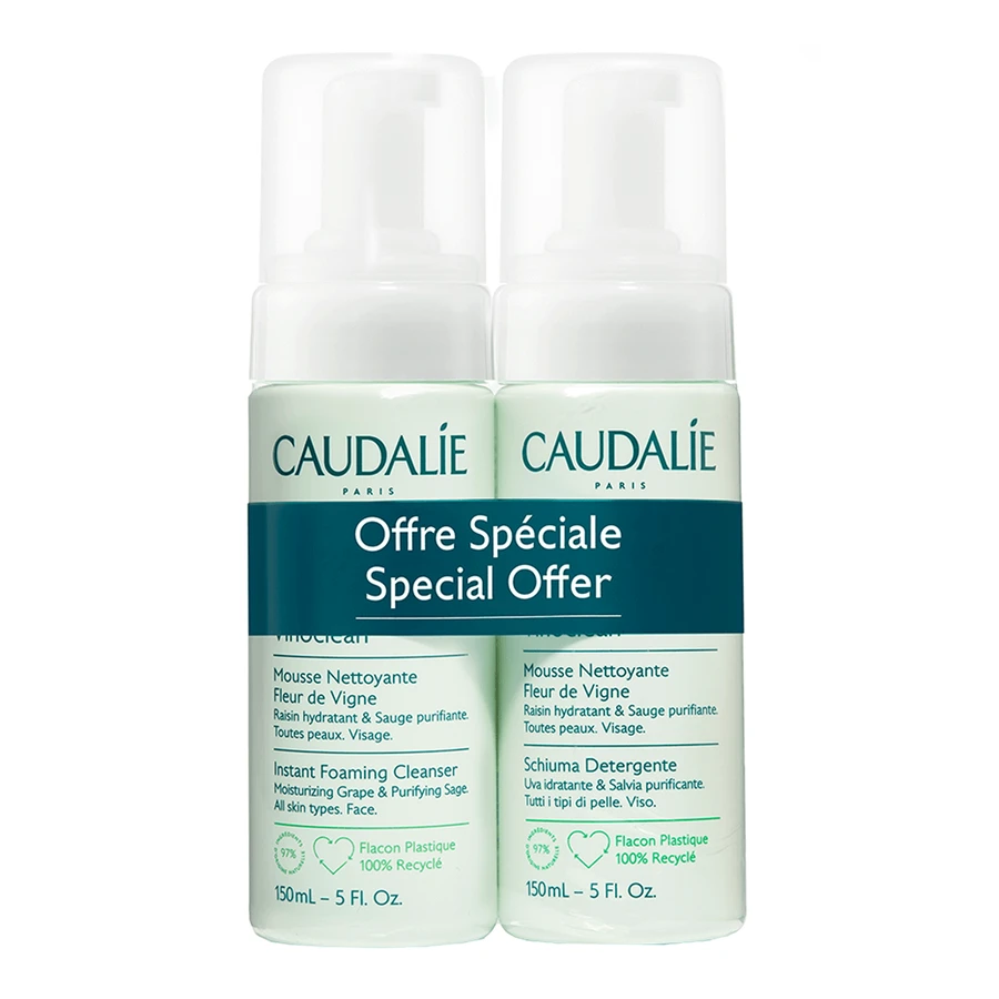 Caudalie Vinoclean Fleur de Vigne Duet, очищающая пенка для лица, 2 x 150 мл: цены и характеристики