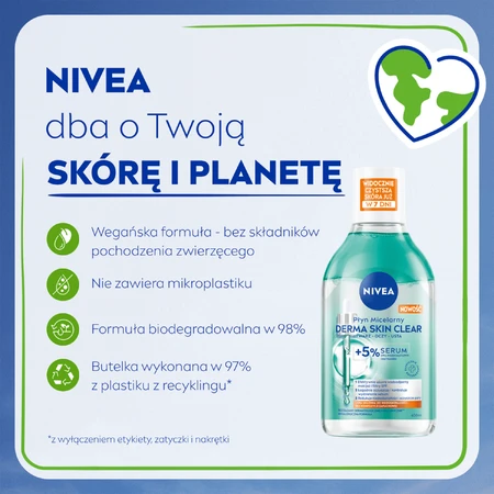 Nivea Derma Skin Clear, разглаживающий мицеллярный лосьон с 5% сывороткой, 400 мл: цены и характеристики