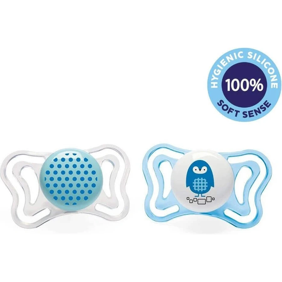 CHICCO Physio Light силиконовая пустышка для мальчика - точки/тыква 2 шт, 2-6 м+ 1×2 шт, ортодонтическая пустышка: цены и характеристики