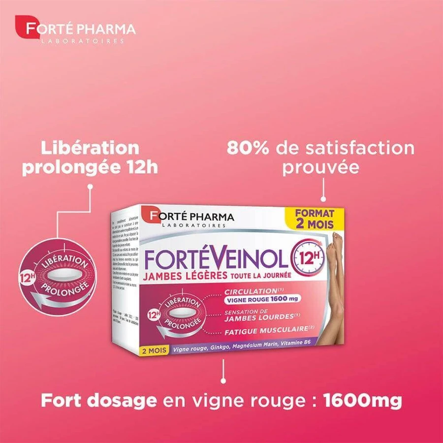 Forté Pharma Forté Veinol Red Vine кровообращение и тяжесть в ногах 60 таблеток с длительным высвобождением: цены и характеристики