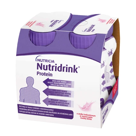 Набір протеїнів Nutridrink Protein, поживний препарат, полуничний смак, 8 х 125 мл + буклет з рецептами безкоштовно: ціни та характеристики