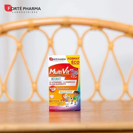 Forté Pharma Multivit'4G Дитячі мультивітамінні мінерали, збагачені кальцієм 60 жувальних таблеток: ціни та характеристики