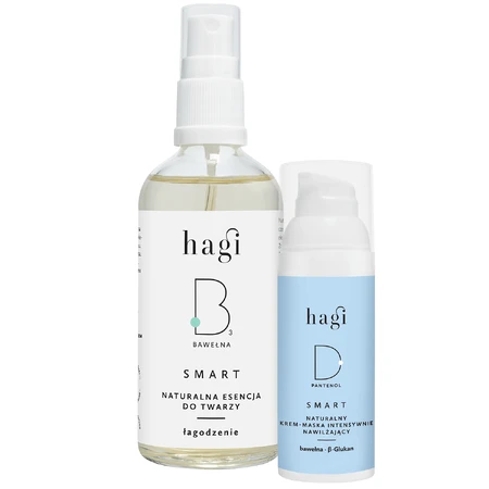 Набір Hagi Smart D, маска-крем для інтенсивного зволоження, 50 мл + Smart B, крем для обличчя натуральний з бумбаком, заспокійливий, 100 мл за 1 копійку: ціни та характеристики