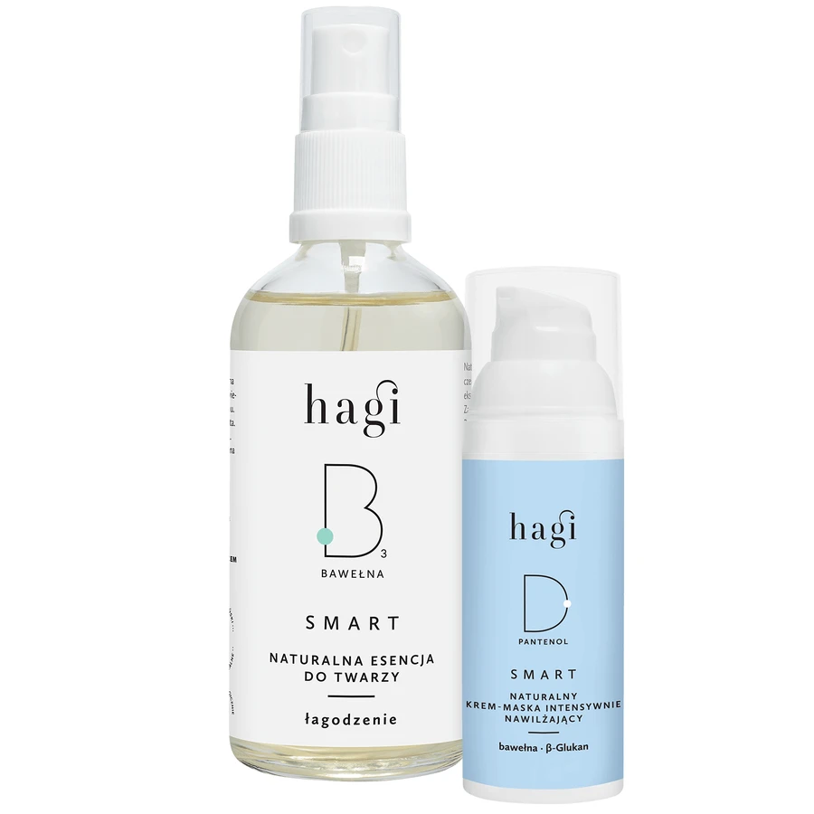 Набір Hagi Smart D, маска-крем для інтенсивного зволоження, 50 мл + Smart B, крем для обличчя натуральний з бумбаком, заспокійливий, 100 мл за 1 копійку: ціни та характеристики
