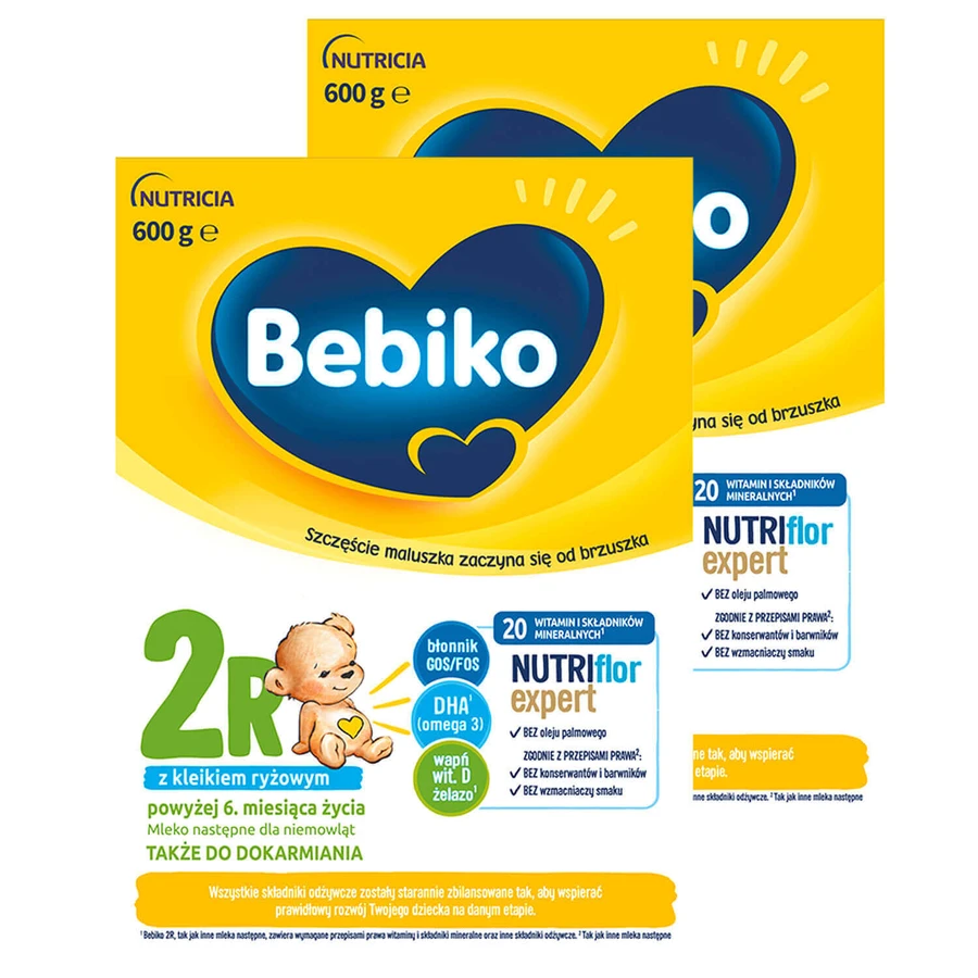 Набор Bebiko 2R Nutriflor Expert, последующее молоко с рисовой кашей, старше 6 месяцев, 2 x 600 г: цены и характеристики