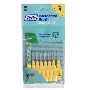Міжзубні щітки TePe Extra Soft 0,7 мм яскраво-жовті, 8 шт.