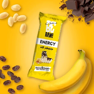 BeRAW! Energy, енергетичний батончик, банан, арахіс, 40 г