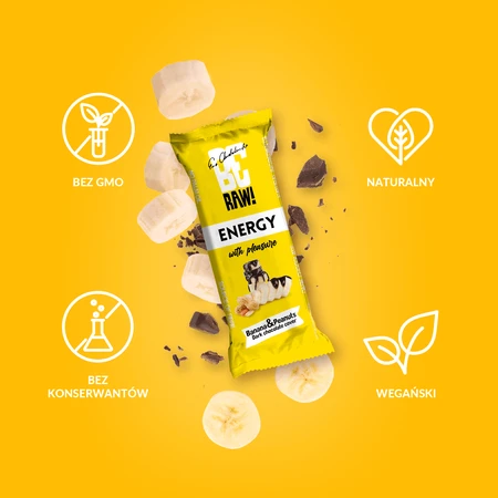 BeRAW! Energy, енергетичний батончик, банан, арахіс, 40 г: ціни та характеристики