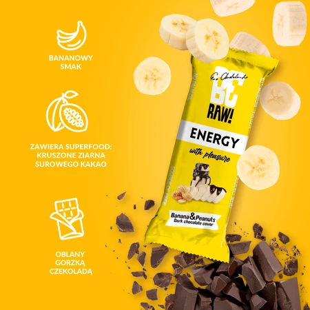 BeRAW! Energy, енергетичний батончик, банан, арахіс, 40 г: ціни та характеристики